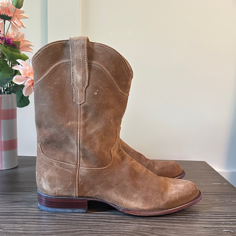 Tecovas Tan Suede Cowboy Boots